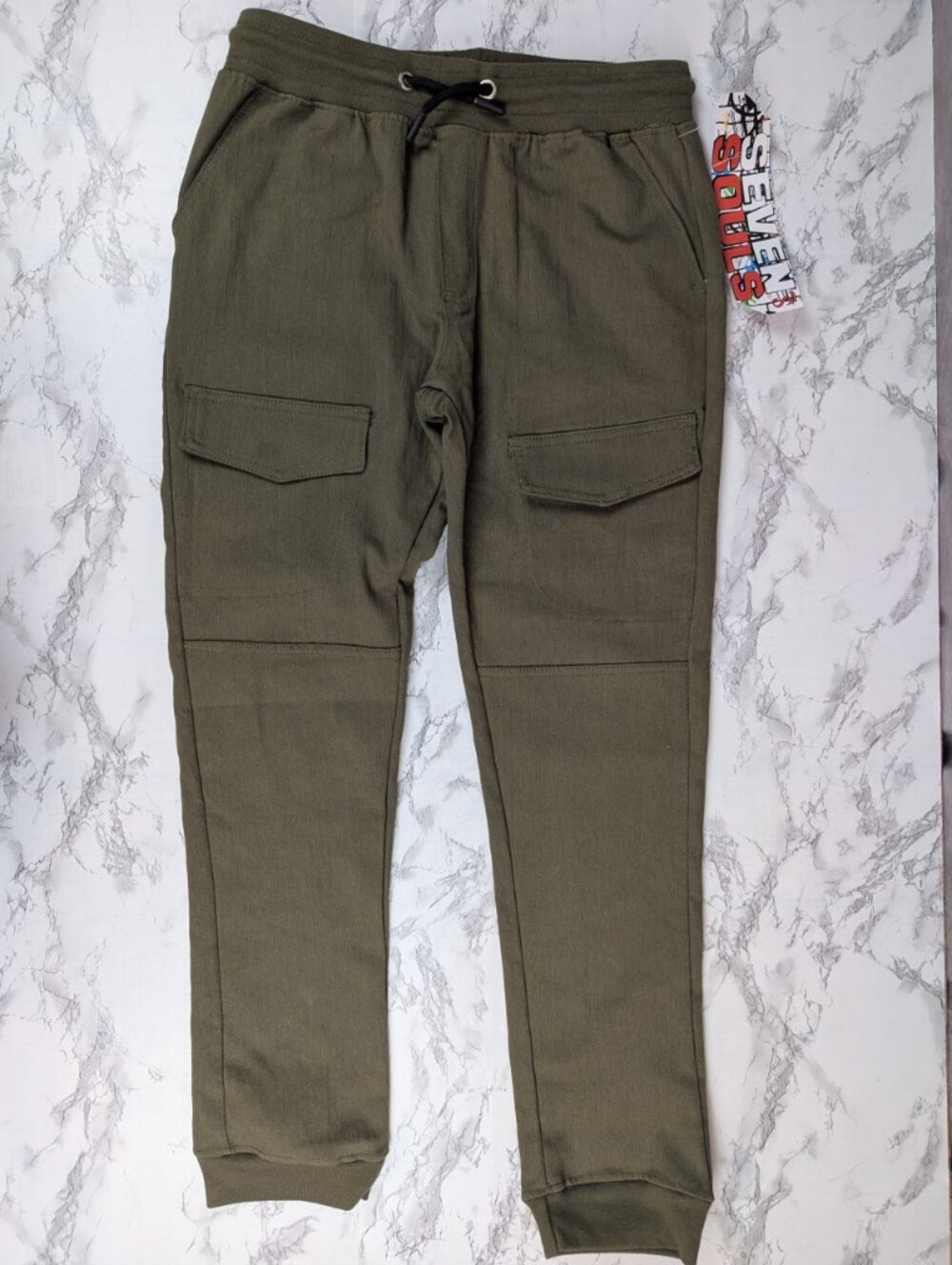 NWT Seven Souls Boys Olive Green Cargo Joggers Pants Size 14-16